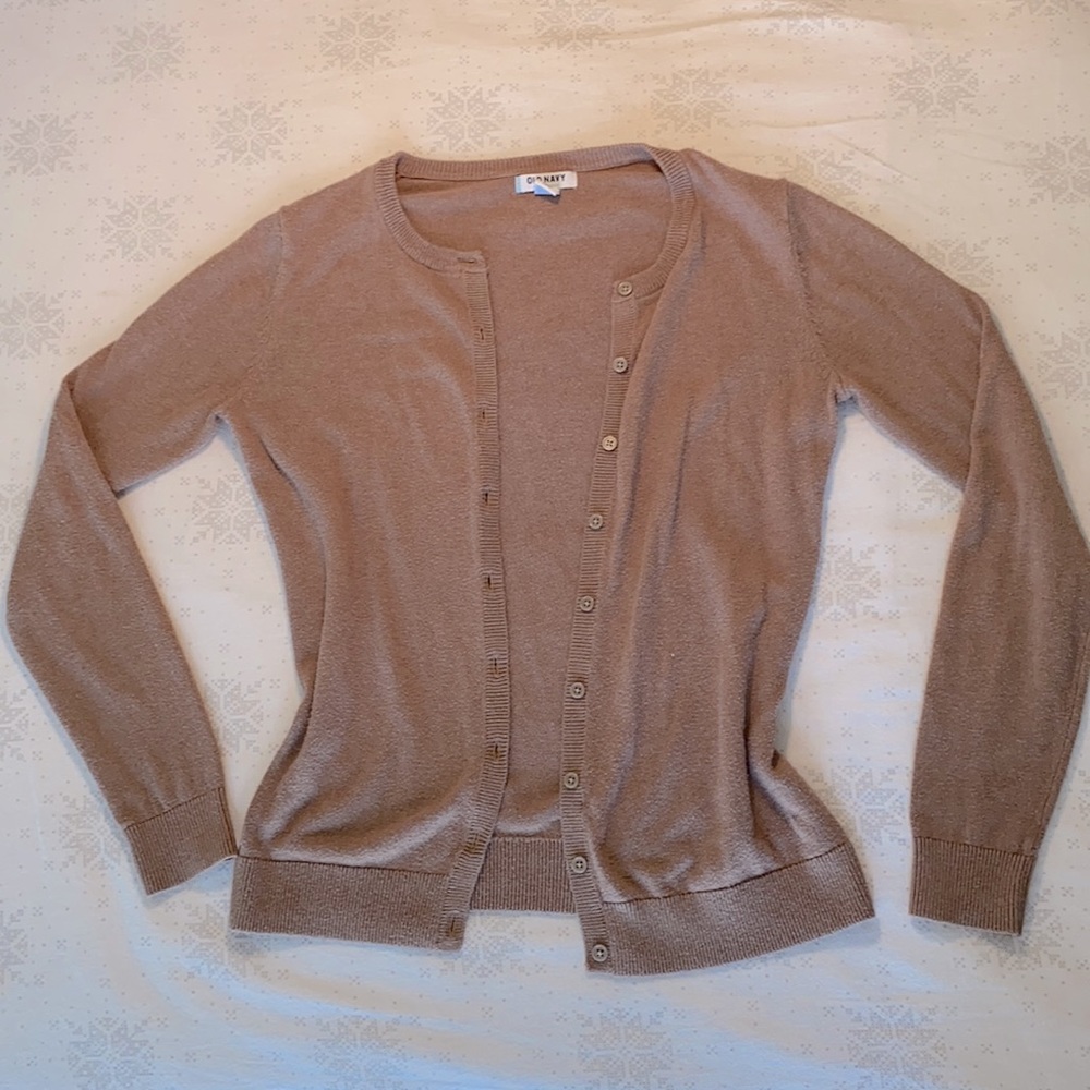 dusty brown button up Old Navy cardigan